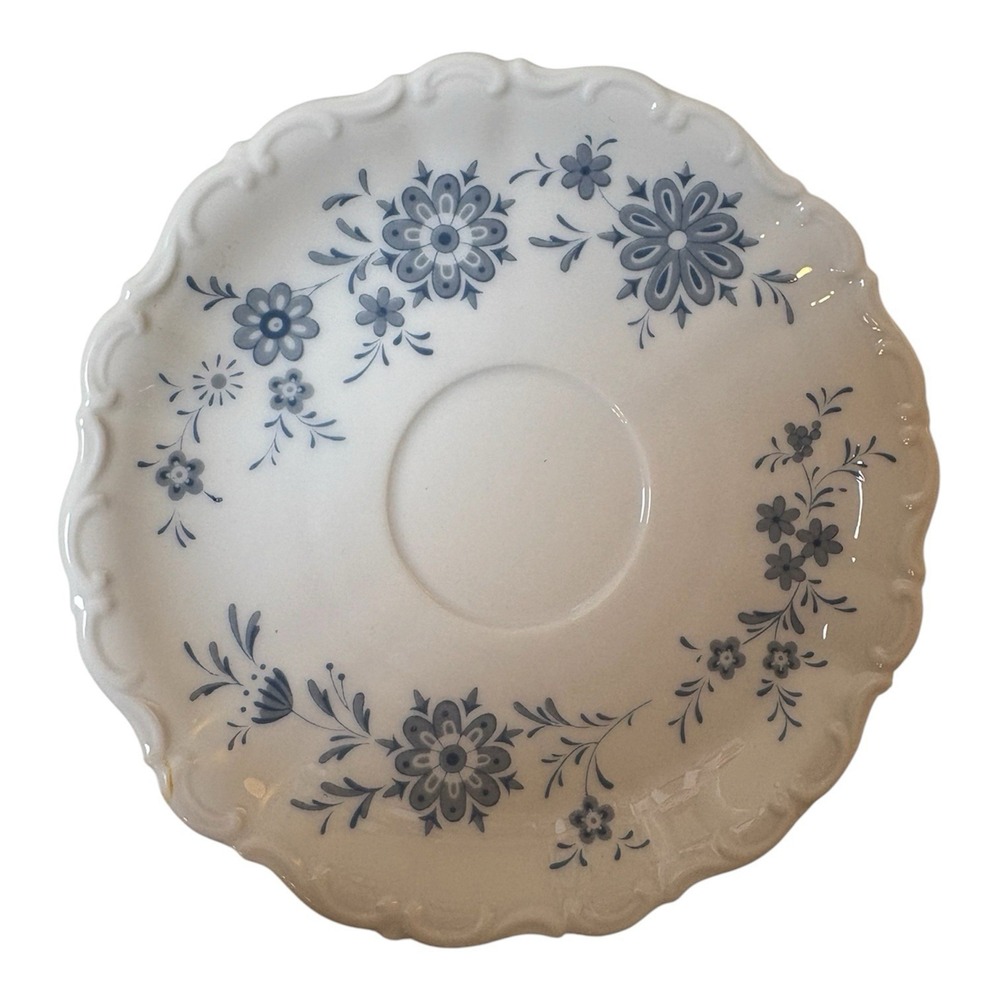 Set of 6 Christina Porcelain Leitmann Weiden Bavaria Bavarian Blue Floral Saucer